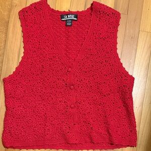 Red Crochet Women's Blouse